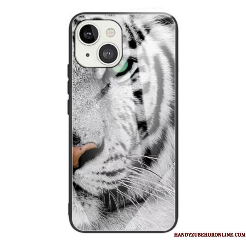 Hoesje voor iPhone 13 Mini Tijger Gehard Glas