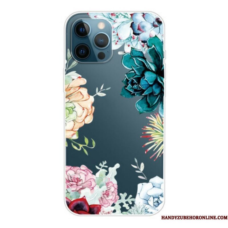 Hoesje voor iPhone 13 Pro Aquarel Bloemen Boven