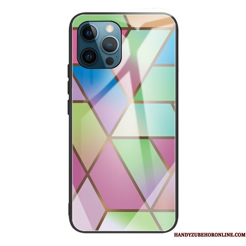 Hoesje voor iPhone 13 Pro Geometrie Marmer Gehard Glas