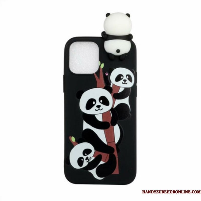 Hoesje voor iPhone 13 Pro Max 3d Panda's Op Bamboe