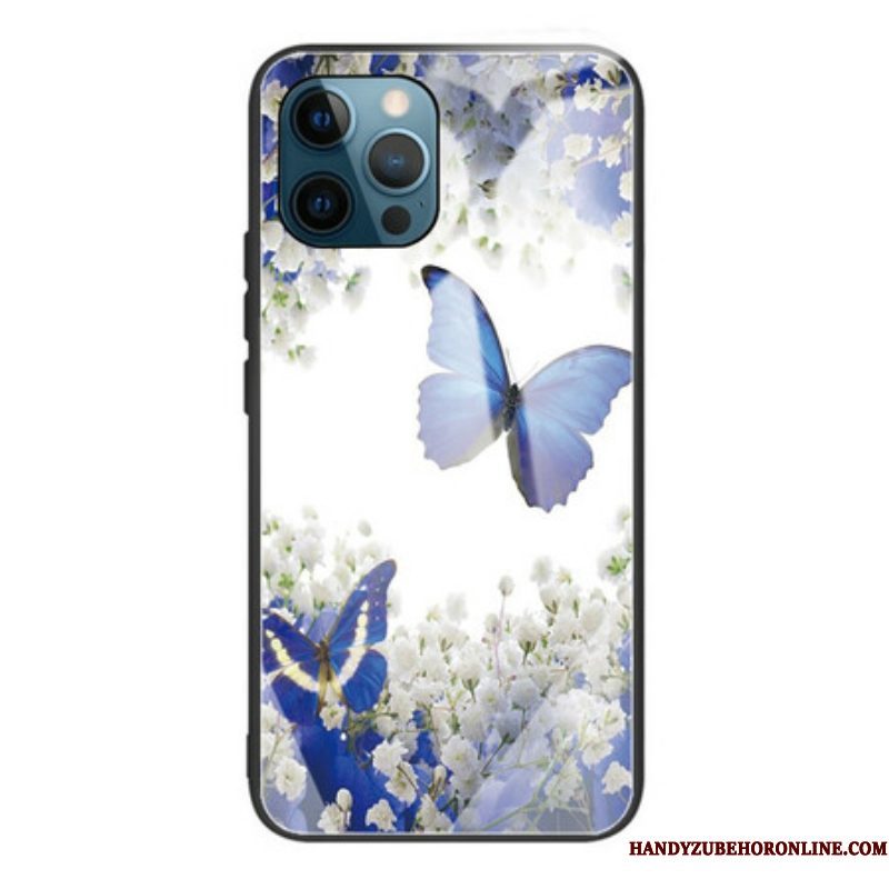 Hoesje voor iPhone 13 Pro Vlinders Design Gehard Glas