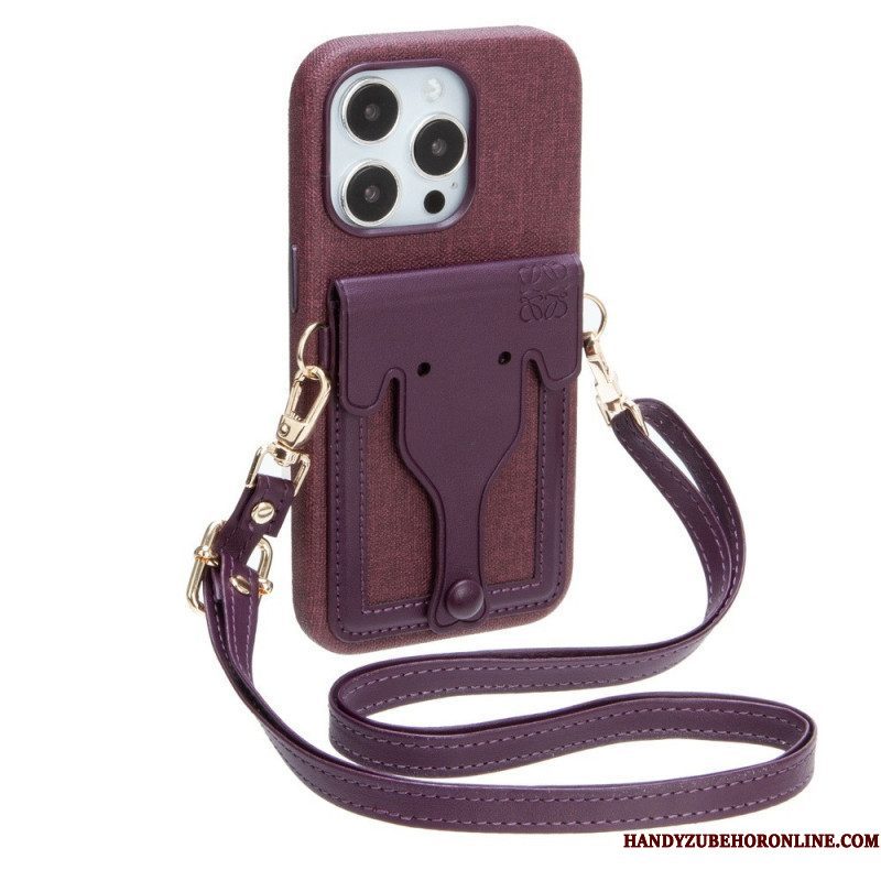 Hoesje voor iPhone 14 Olifant Kaarthouder Met Lanyard