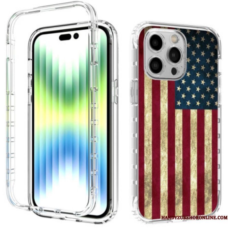Hoesje voor iPhone 14 Pro Max Verbeterde Amerikaanse Vlag