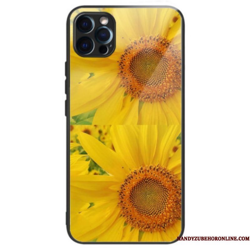 Hoesje voor iPhone 14 Pro Zonnebloemen Van Gehard Glas