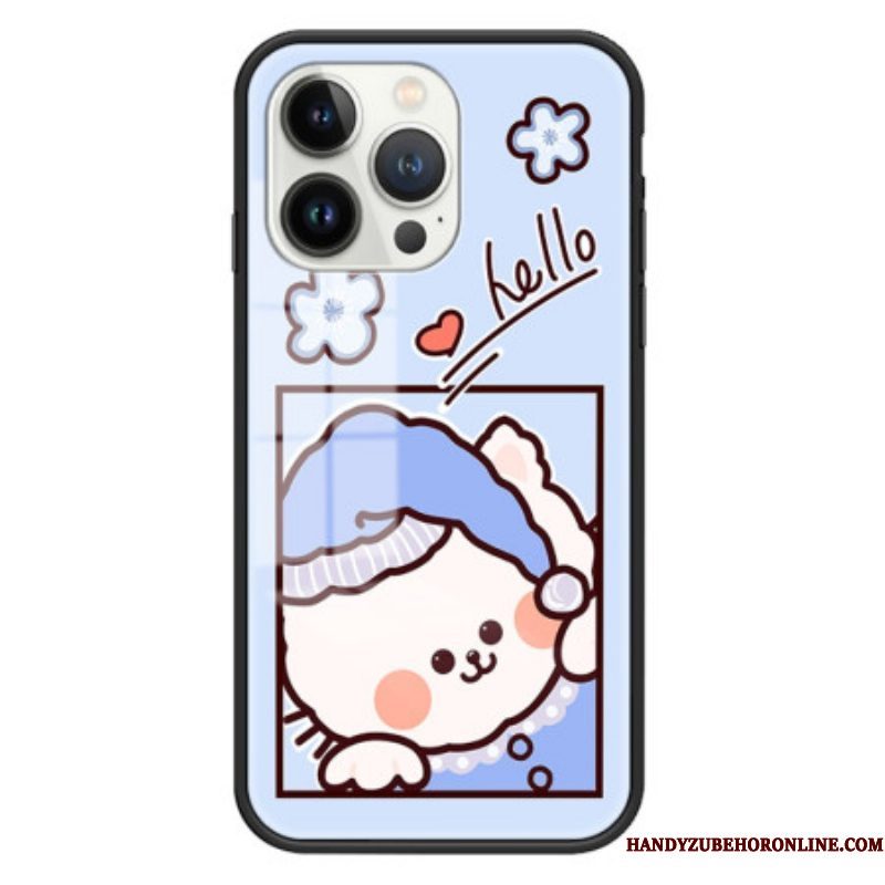 Hoesje voor iPhone 15 Pro Blauw Cat Gehard Glas