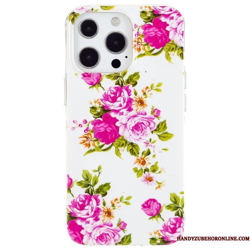 Hoesje voor iPhone 15 Pro Fluorescerende Bloemen