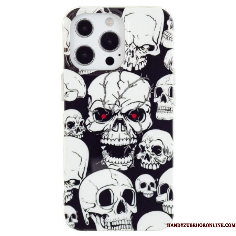 Hoesje voor iPhone 15 Pro Max Fluorescerende Schedels