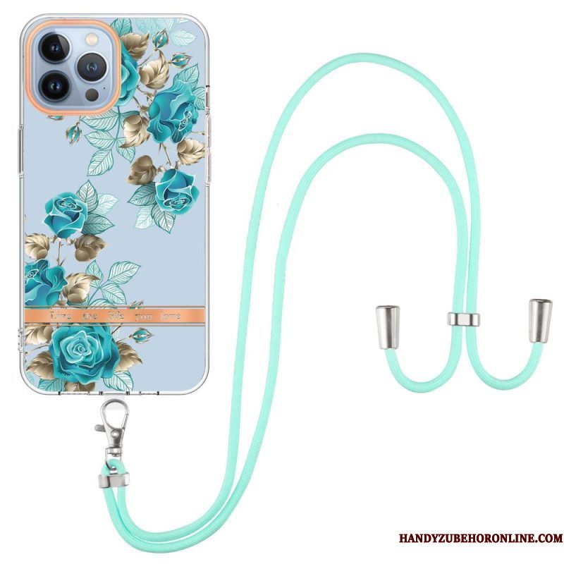 Hoesje voor iPhone 15 Pro Max Met Koord Cordonbloemen