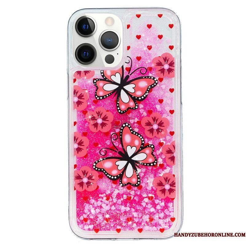 Hoesje voor iPhone 15 Pro Vlinders Glitteren