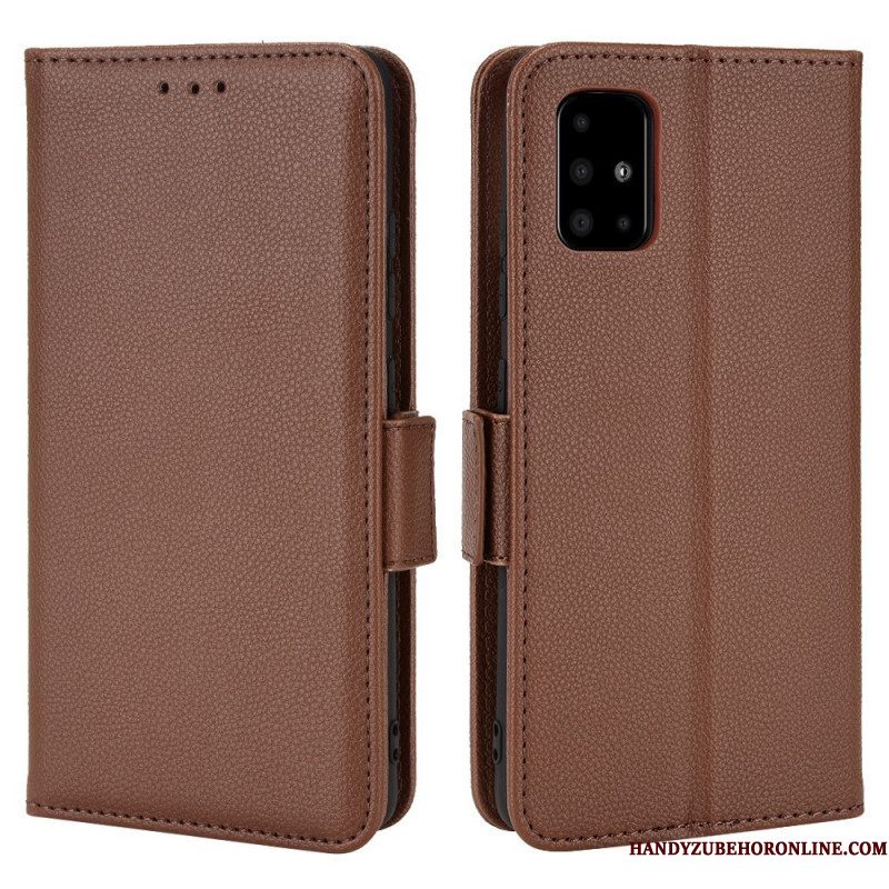 Leren Hoesje voor Samsung Galaxy A51 5G Folio-hoesje Flap Dubbele Nieuwe Kleuren