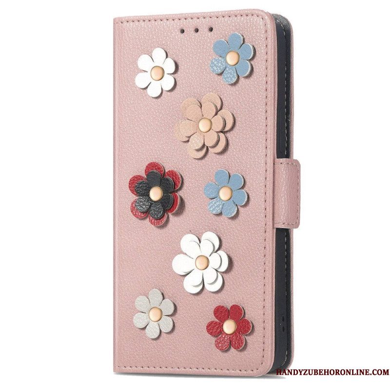 Leren Hoesje voor Samsung Galaxy A53 5G 3d Bloemen