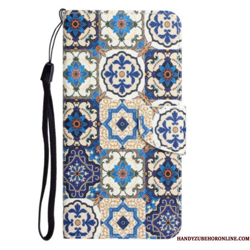 Leren Hoesje voor Samsung Galaxy A54 5G Met Ketting Bandjes Patchwork