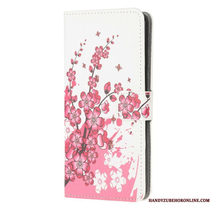 Leren Hoesje voor Samsung Galaxy M12 / A12 Tropische Bloemen