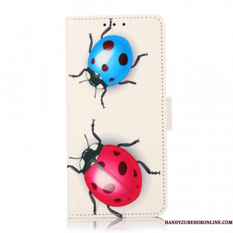 Leren Hoesje voor Samsung Galaxy M32 Lieveheersbeestjes