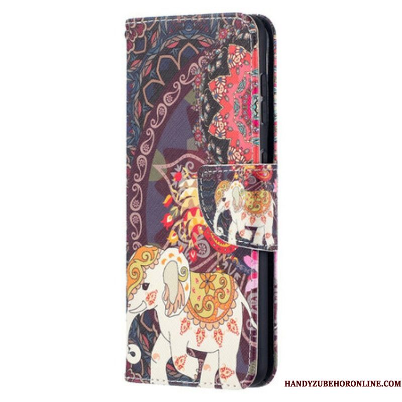 Leren Hoesje voor Samsung Galaxy S21 5G Etnische Olifanten Mandala