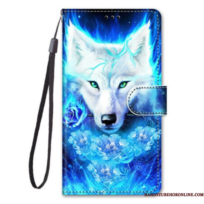 Leren Hoesje voor Samsung Galaxy S21 5G Magische Wolf