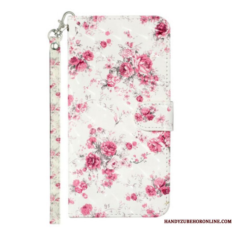 Leren Hoesje voor Samsung Galaxy S21 5G Met Ketting Band Lichtvlek Bloemen