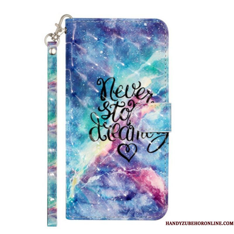 Leren Hoesje voor Samsung Galaxy S21 5G Stop Nooit Met Lanyard