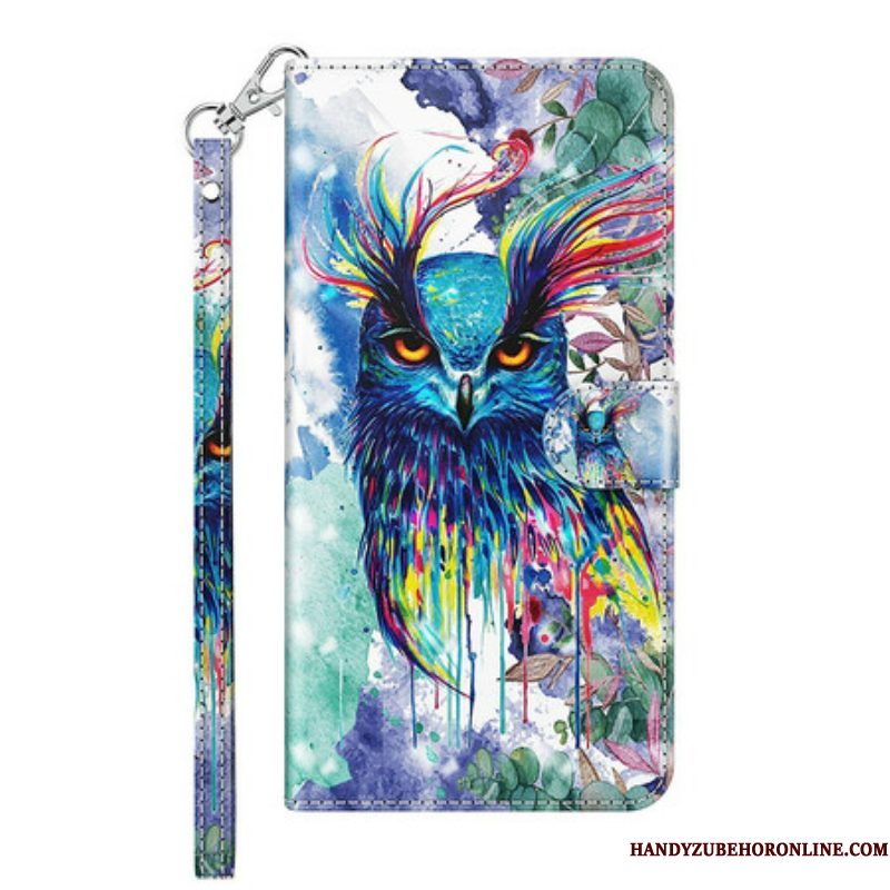 Leren Hoesje voor Samsung Galaxy S21 FE Aquarel Vogel