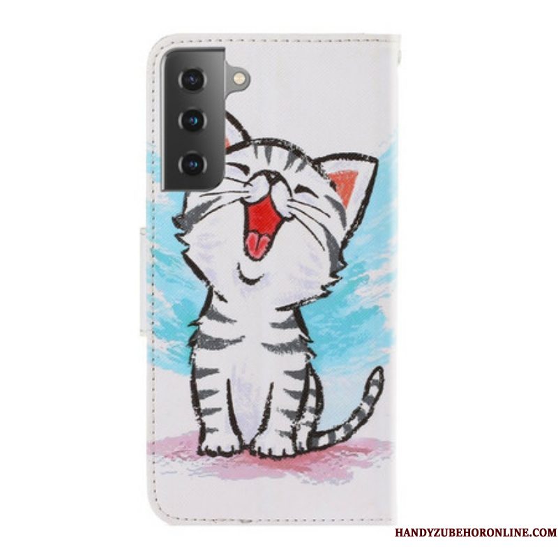 Leren Hoesje voor Samsung Galaxy S21 Plus 5G Met Ketting Strappy Kleur Kitten