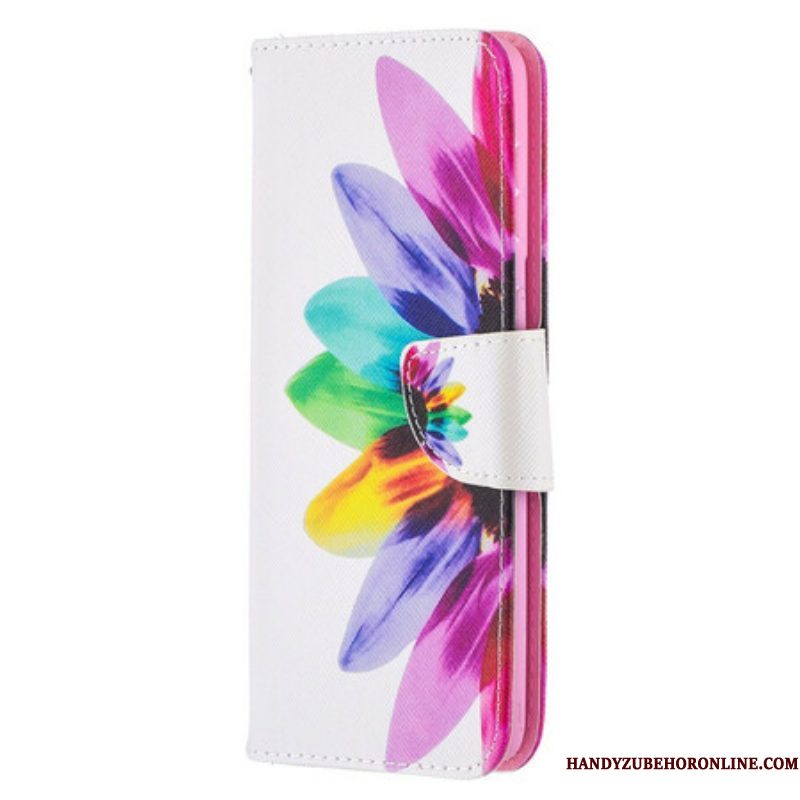 Leren Hoesje voor Samsung Galaxy S21 Plus 5G Waterverf Bloem