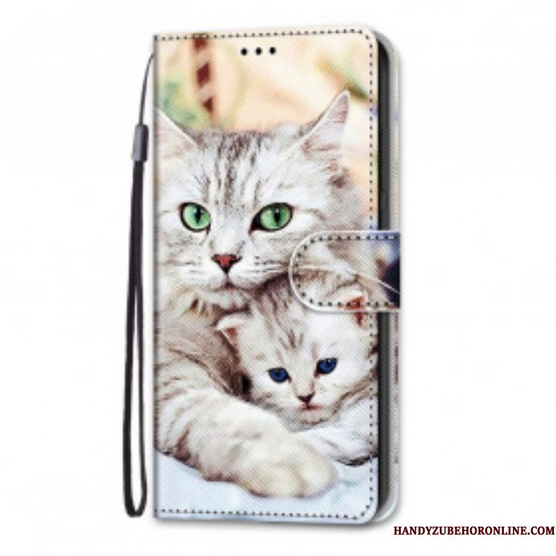 Leren Hoesje voor Samsung Galaxy S21 Ultra 5G Katten Familie