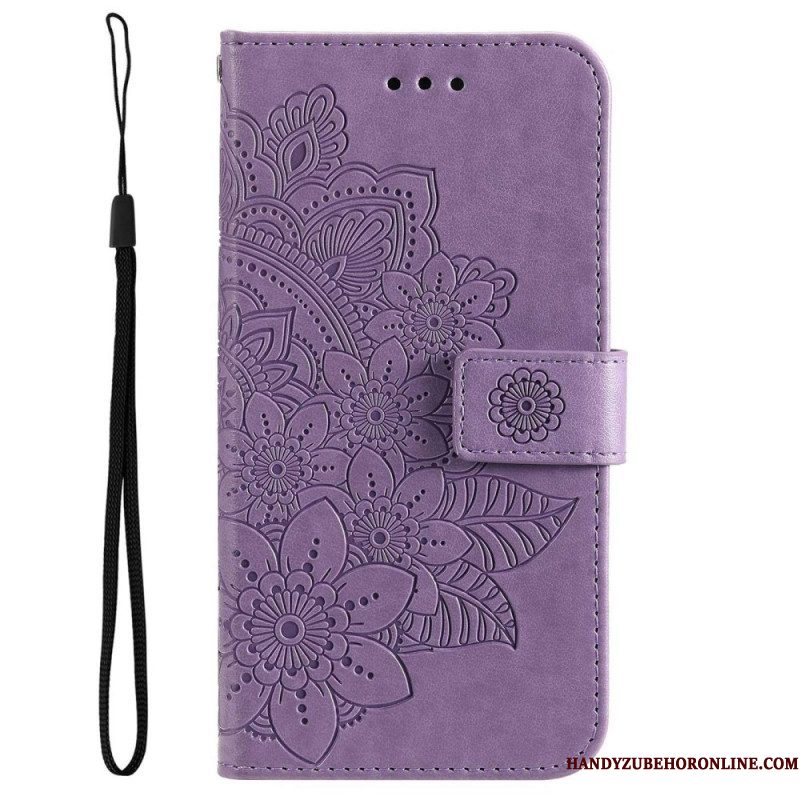 Leren Hoesje voor Samsung Galaxy S23 5G Met Ketting Strakke Mandala