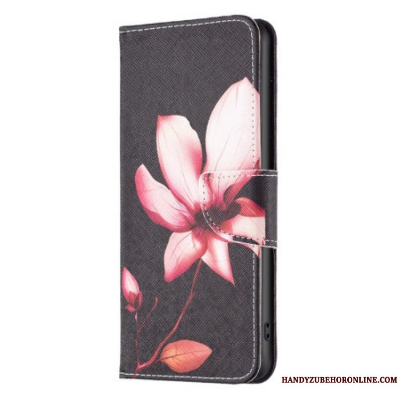 Leren Hoesje voor Samsung Galaxy S23 Ultra 5G Roze Bloem