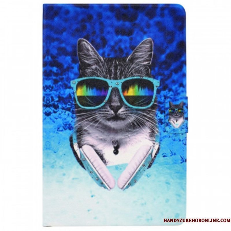 Leren Hoesje voor Samsung Galaxy Tab A8 (2021) Disco Kat