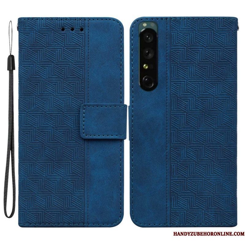 Leren Hoesje voor Sony Xperia 1 IV Met Ketting Patroon Met Bandjes