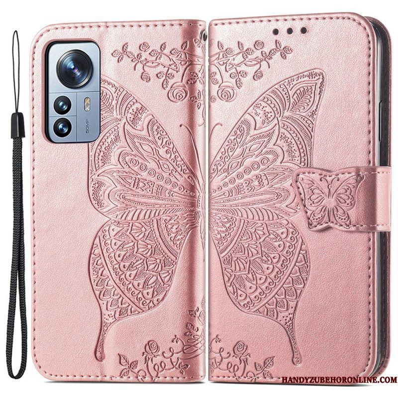 Leren Hoesje voor Xiaomi 12 Pro Halve Vlinder