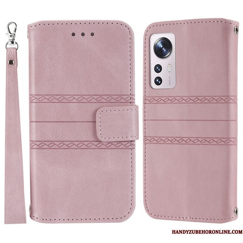 Leren Hoesje voor Xiaomi 12 Pro Met Ketting Patroon Met Bandjes