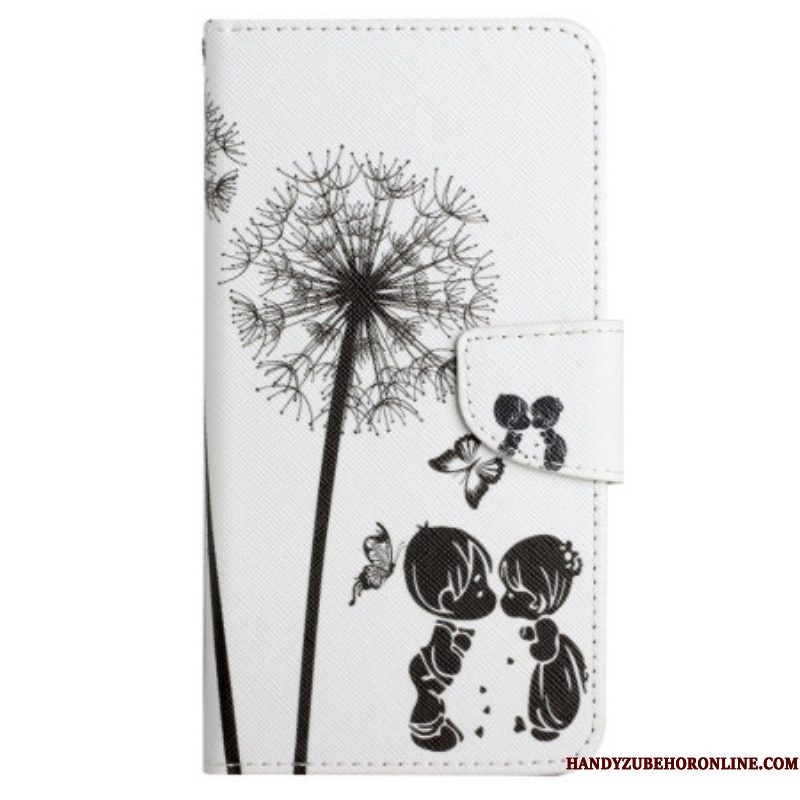 Leren Hoesje voor Xiaomi 12T / 12T Pro Paardebloemen Liefde