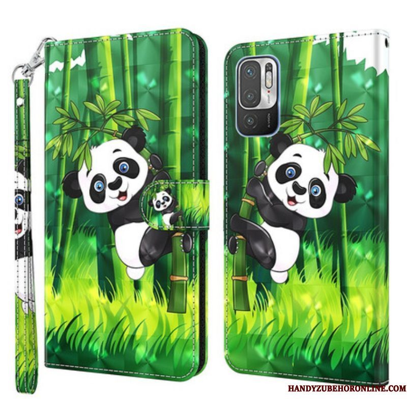 Leren Hoesje voor Xiaomi Redmi Note 10 5G Panda En Bamboe