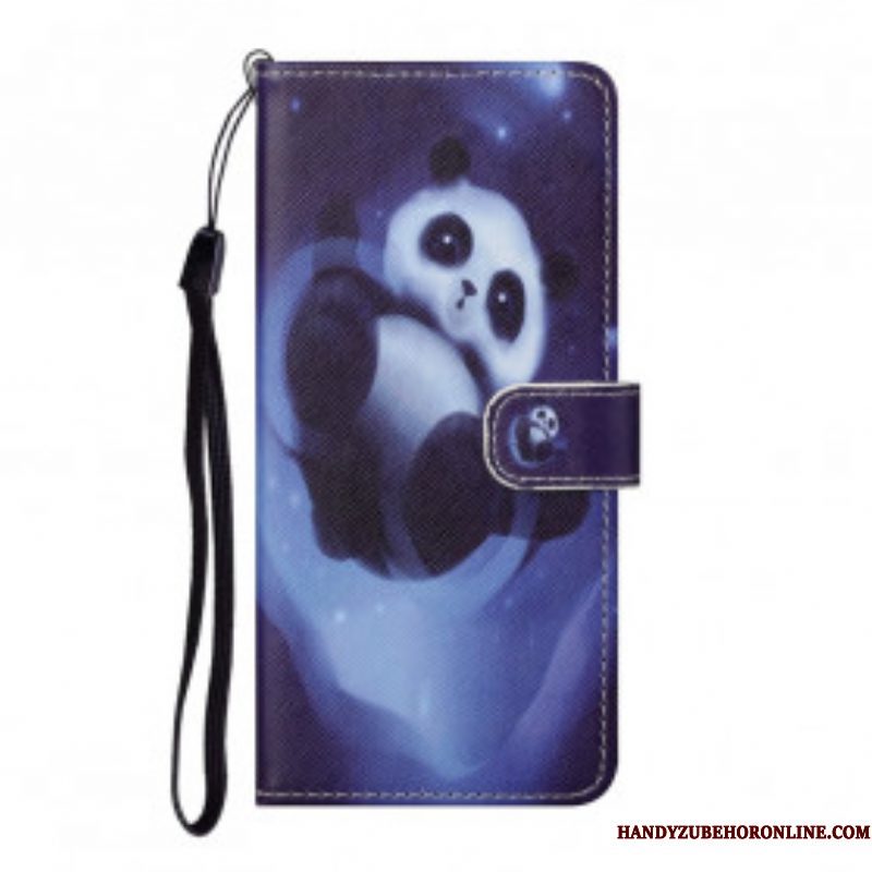 Leren Hoesje voor Xiaomi Redmi Note 10 Pro Met Ketting Panda Space Met Sleutelkoord