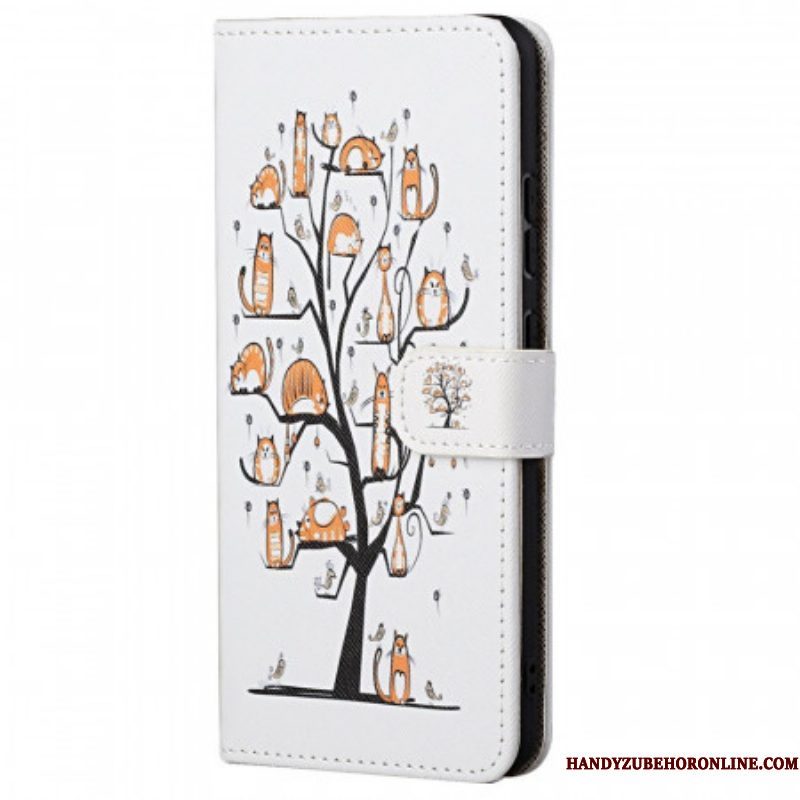 Leren Hoesje voor Xiaomi Redmi Note 11 Pro / 11 Pro 5G Met Ketting Funky Cats Met Riem