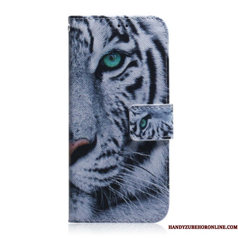 Leren Hoesje voor iPhone 13 Mini Tijger Gezicht