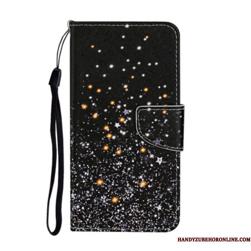 Leren Hoesje voor iPhone 13 Pro Sterren En Pailletten Met Lanyard