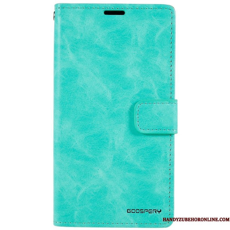 Leren Hoesje voor iPhone 14 Blauwe Maan Mercurius Goospery