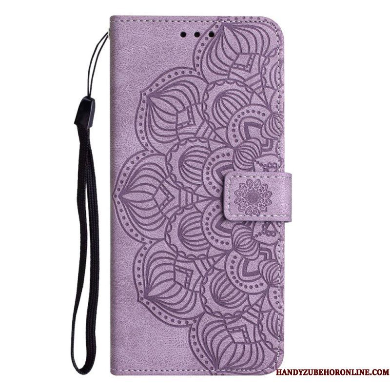 Leren Hoesje voor iPhone 14 Met Ketting Strakke Mandala