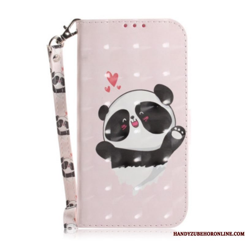 Leren Hoesje voor iPhone 14 Plus Met Ketting Strakke Panda