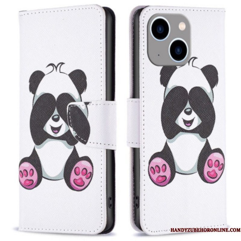 Leren Hoesje voor iPhone 14 Plus Panda-plezier