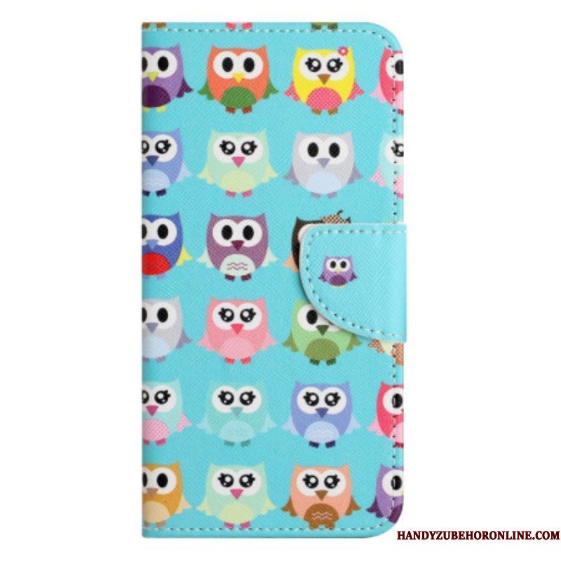 Leren Hoesje voor iPhone 14 Plus Uil Stam