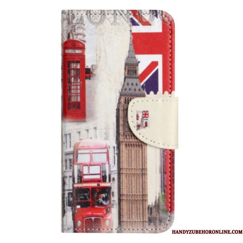 Leren Hoesje voor iPhone 14 Pro Reis Naar Londen