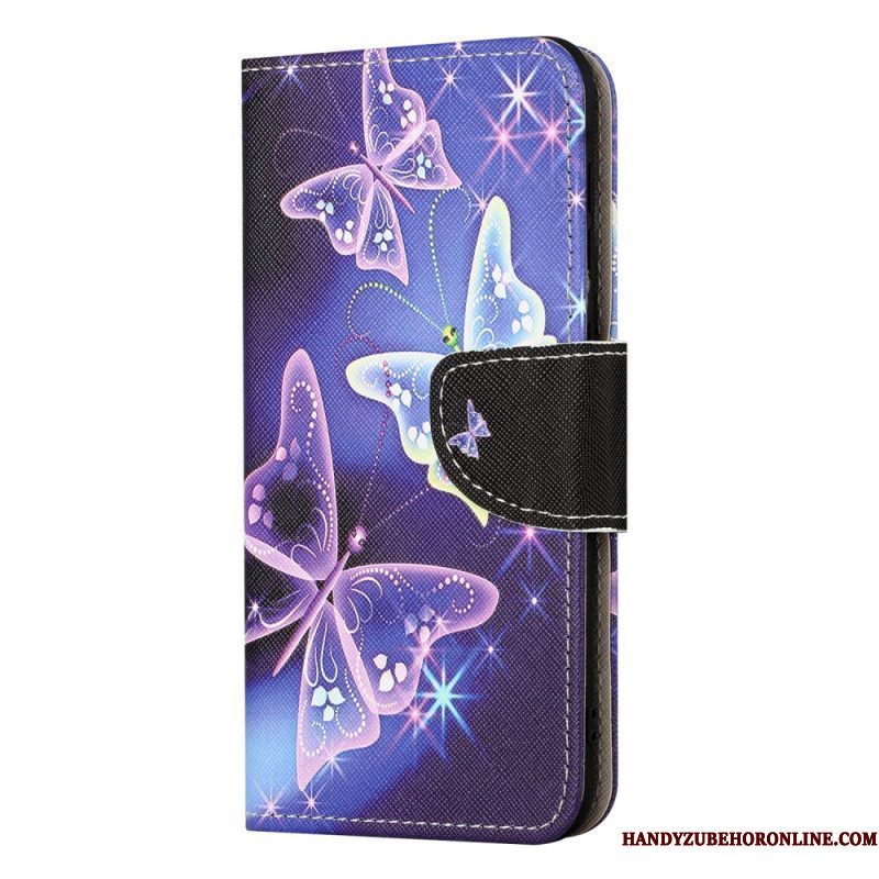 Leren Hoesje voor iPhone 15 Plus Vlinders