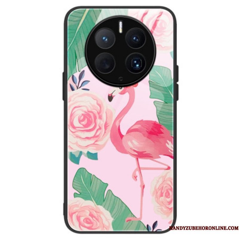 Telefoonhoesje voor Huawei Mate 50 Pro Flamingo Gehard Glas