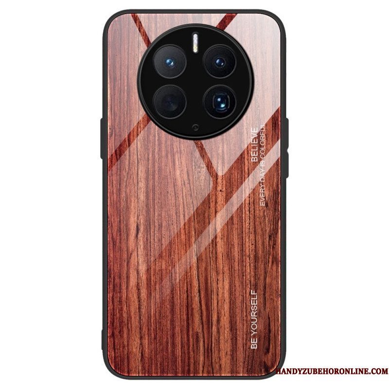 Telefoonhoesje voor Huawei Mate 50 Pro Houtdesign Gehard Glas