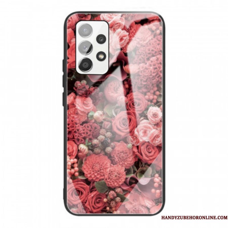 Telefoonhoesje voor Samsung Galaxy A53 5G Rose Bloemen Gehard Glas