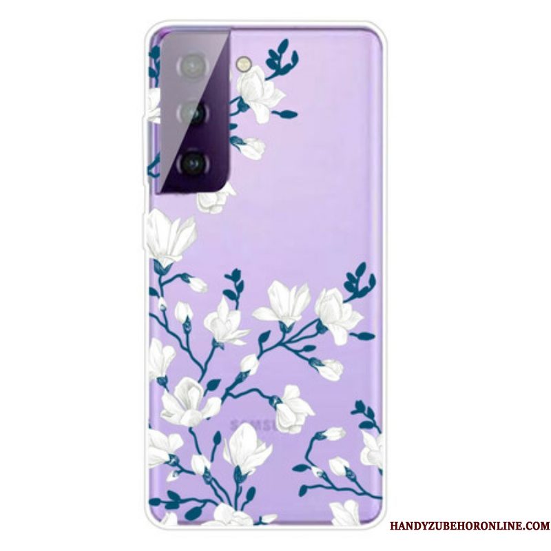 Telefoonhoesje voor Samsung Galaxy S21 5G Witte Bloemen