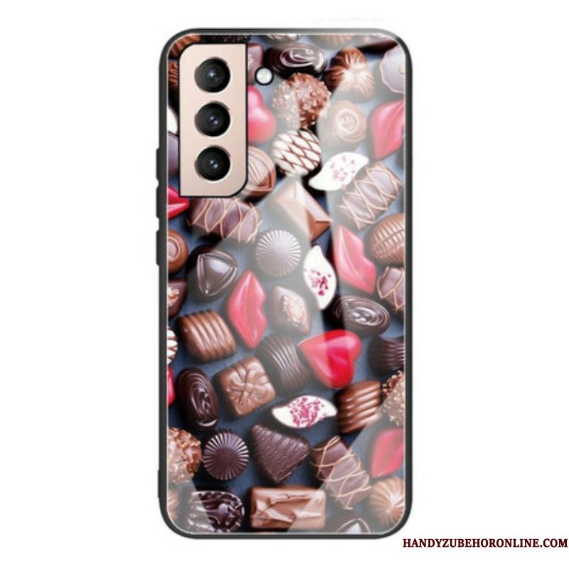 Telefoonhoesje voor Samsung Galaxy S21 FE Chocolade Gehard Glas